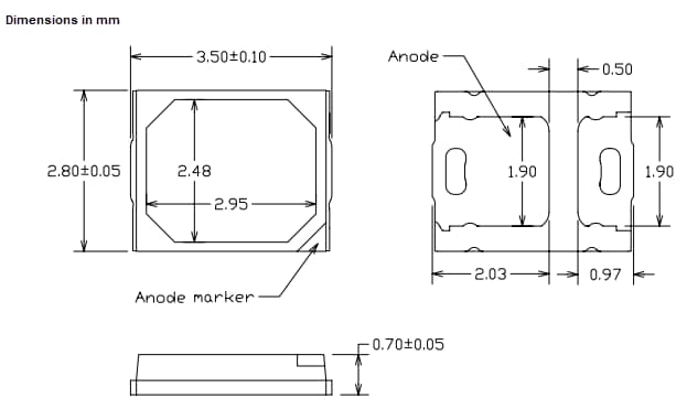 Mechanical Drawing - Lumileds LUXEON 2835 Color Line LEDs